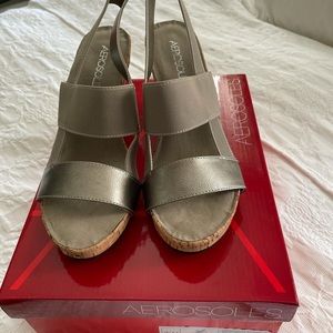 New aerosole wedge sandals grey/ silver